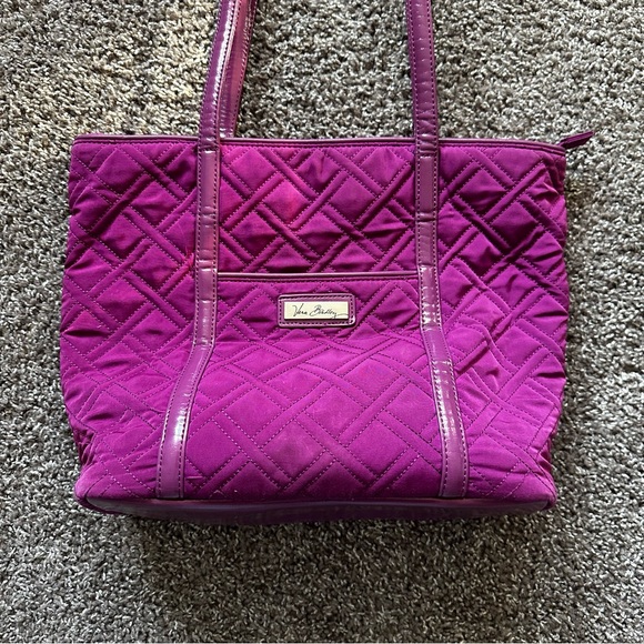 Vera Bradley XL Quilted Trimmed Purple Overnight Weekender Carryall Tote Bag - Picture 2 of 5